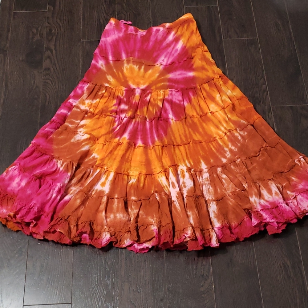 Boho tie dye long skirt